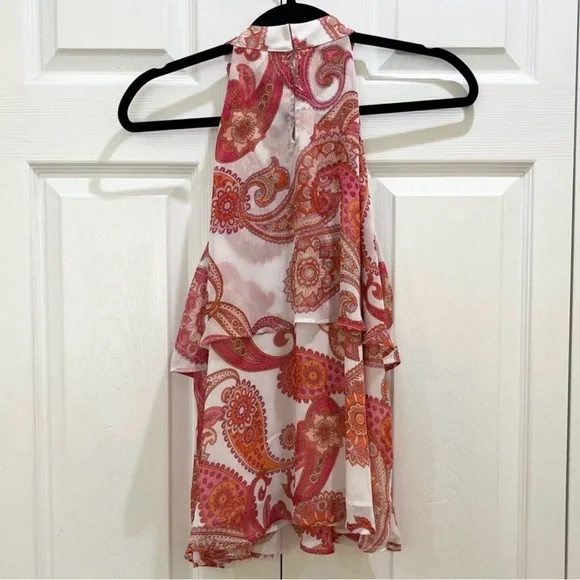 Express Pink and Orange Paisley Halter Blouse - Picture 3 of 8